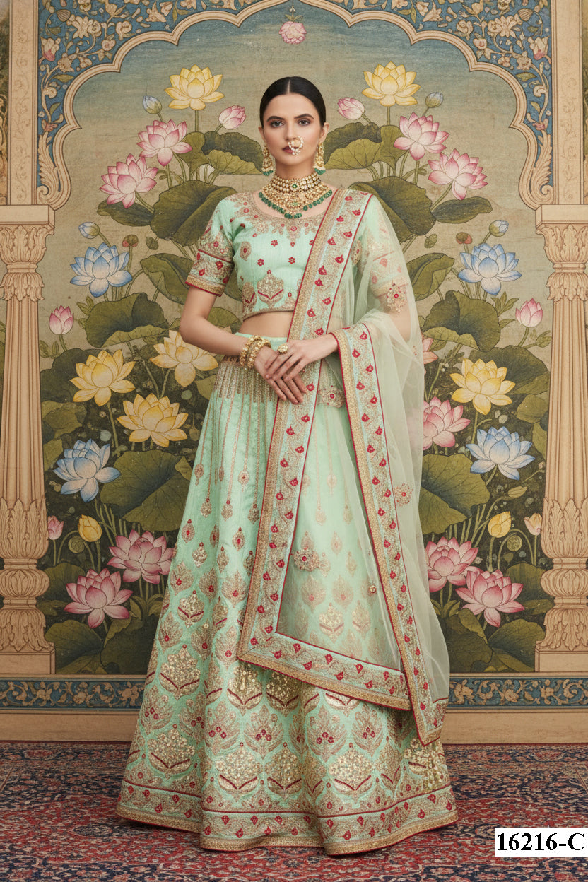 Liril Silk Lehenga Choli | Zari & Cord Embroidery Semi-Stitched Ensemble