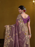 Purple Pure Banarasi Crush Designer Saree | Pure Khatli Work with Sequence Embellishments