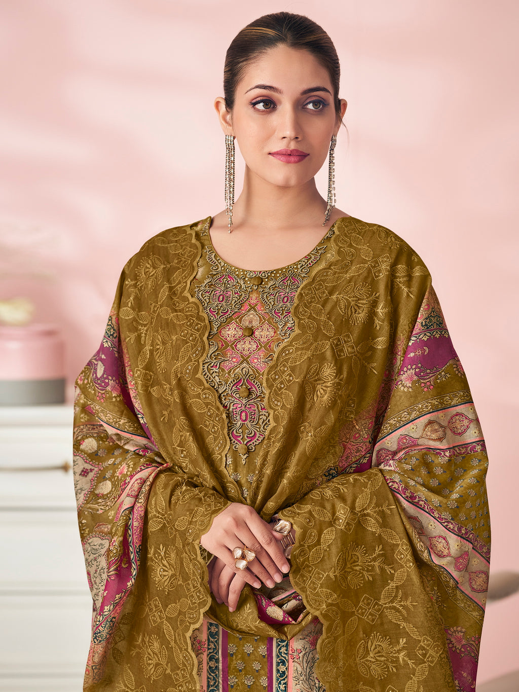 Mustard Garden Symphony Designer Salwar Suit | Floral Digital Print with Resham & Sequin Embroidery
