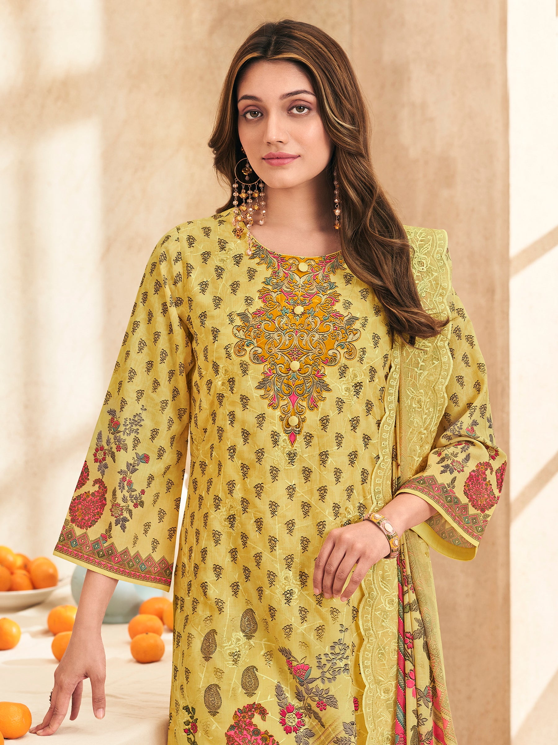Sunshine Meadow Indian Salwar Suit | Digital Floral Print with Resham & Jari Embroidery