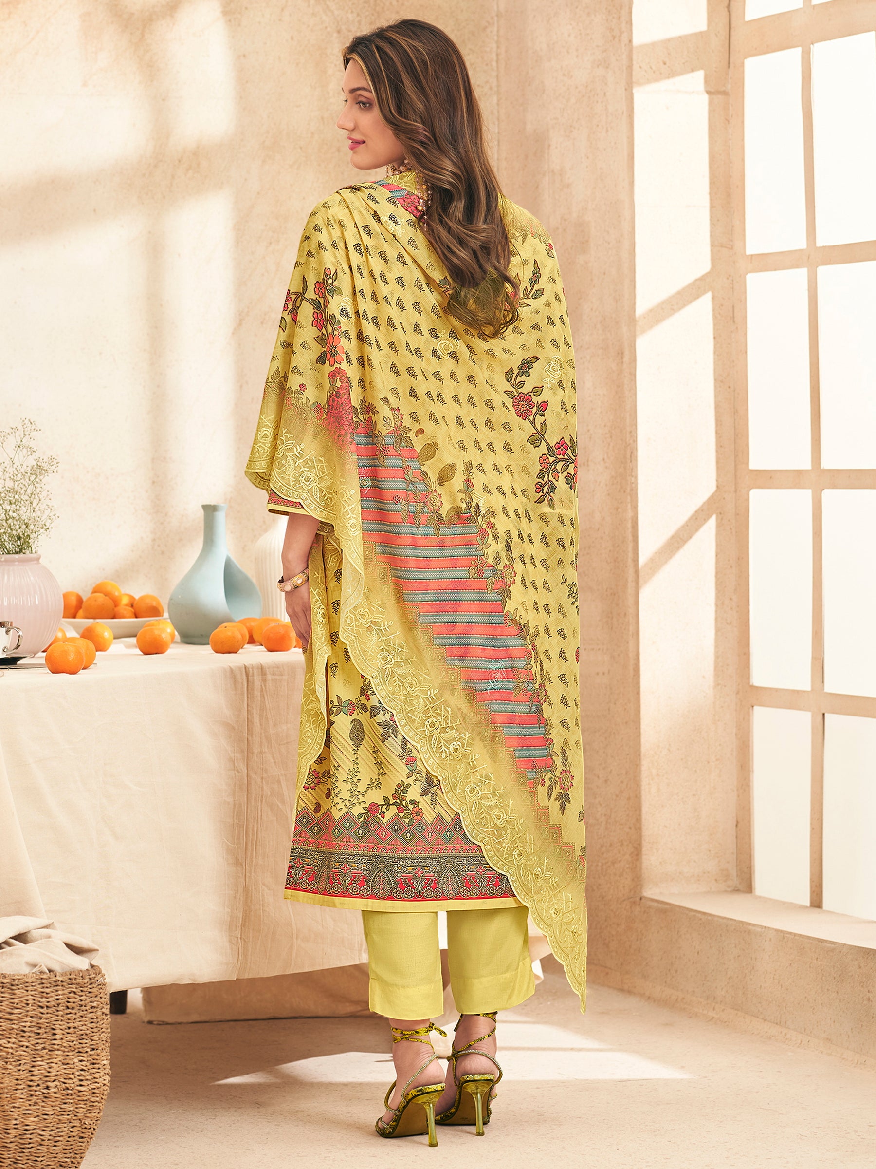Sunshine Meadow Indian Salwar Suit | Digital Floral Print with Resham & Jari Embroidery