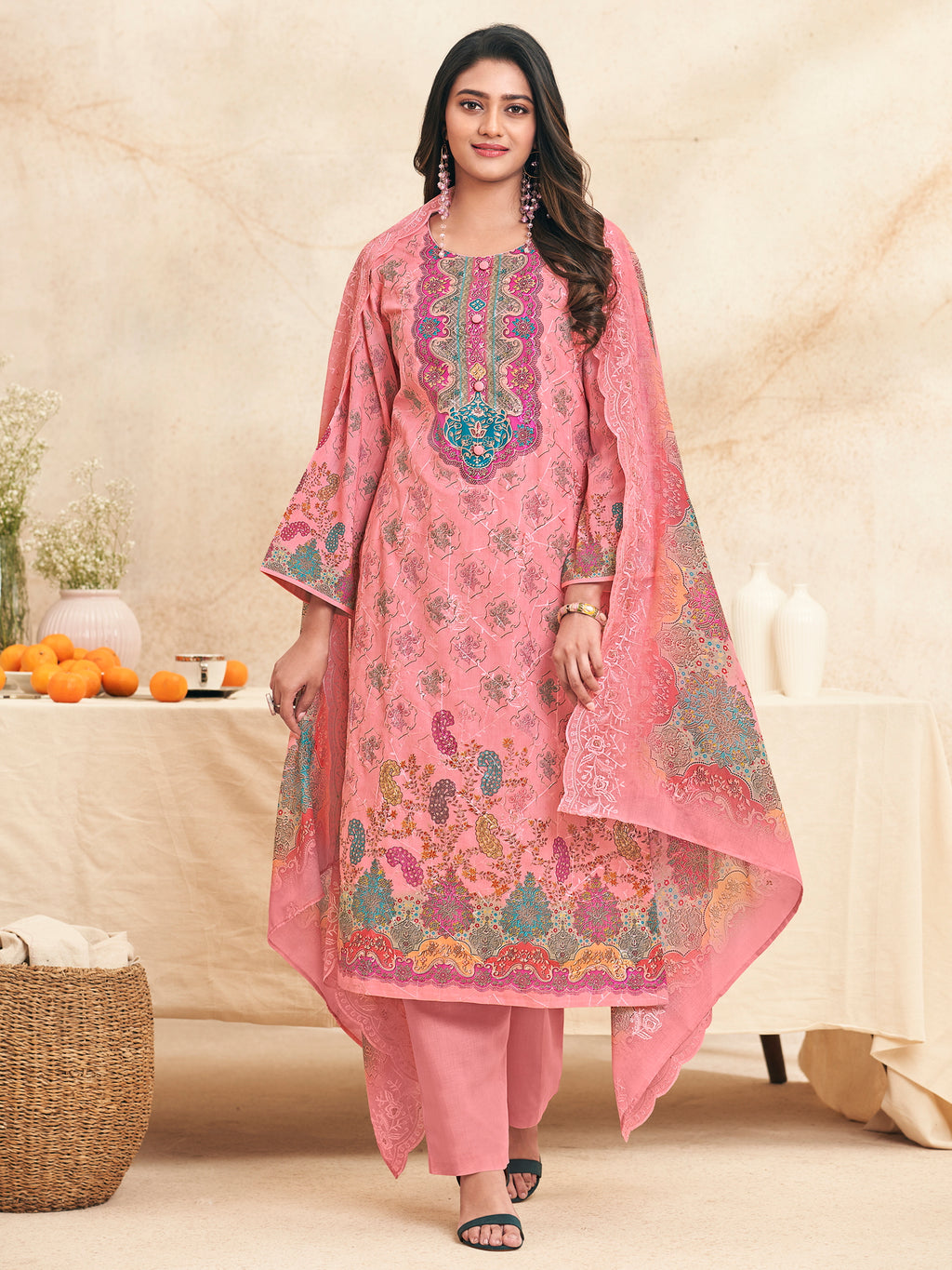 Blushing Garden Designer Salwar Suit | Digital Floral Print with Resham & Jari Embroidery