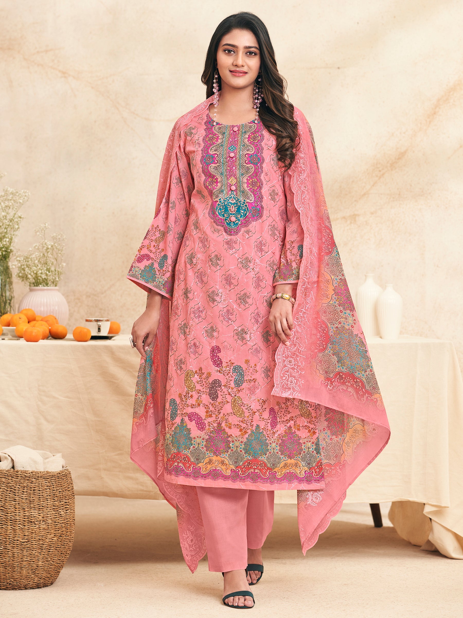 Blushing Garden Designer Salwar Suit | Digital Floral Print with Resham & Jari Embroidery