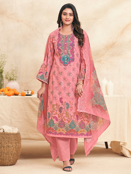Blushing Garden Designer Salwar Suit | Digital Floral Print with Resham & Jari Embroidery