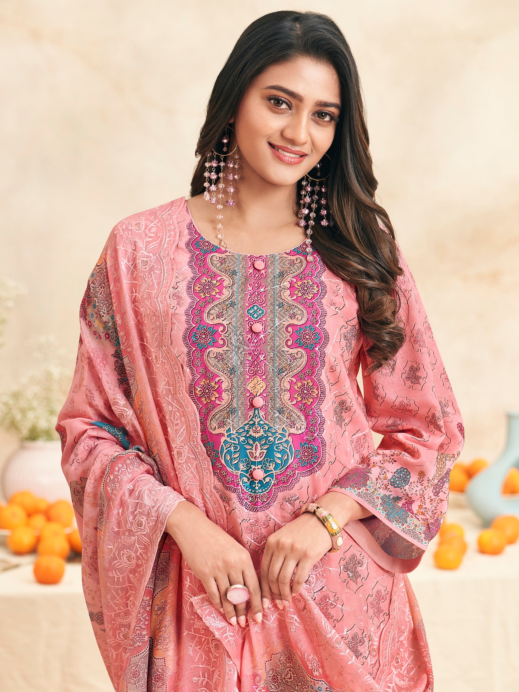 Blushing Garden Designer Salwar Suit | Digital Floral Print with Resham & Jari Embroidery
