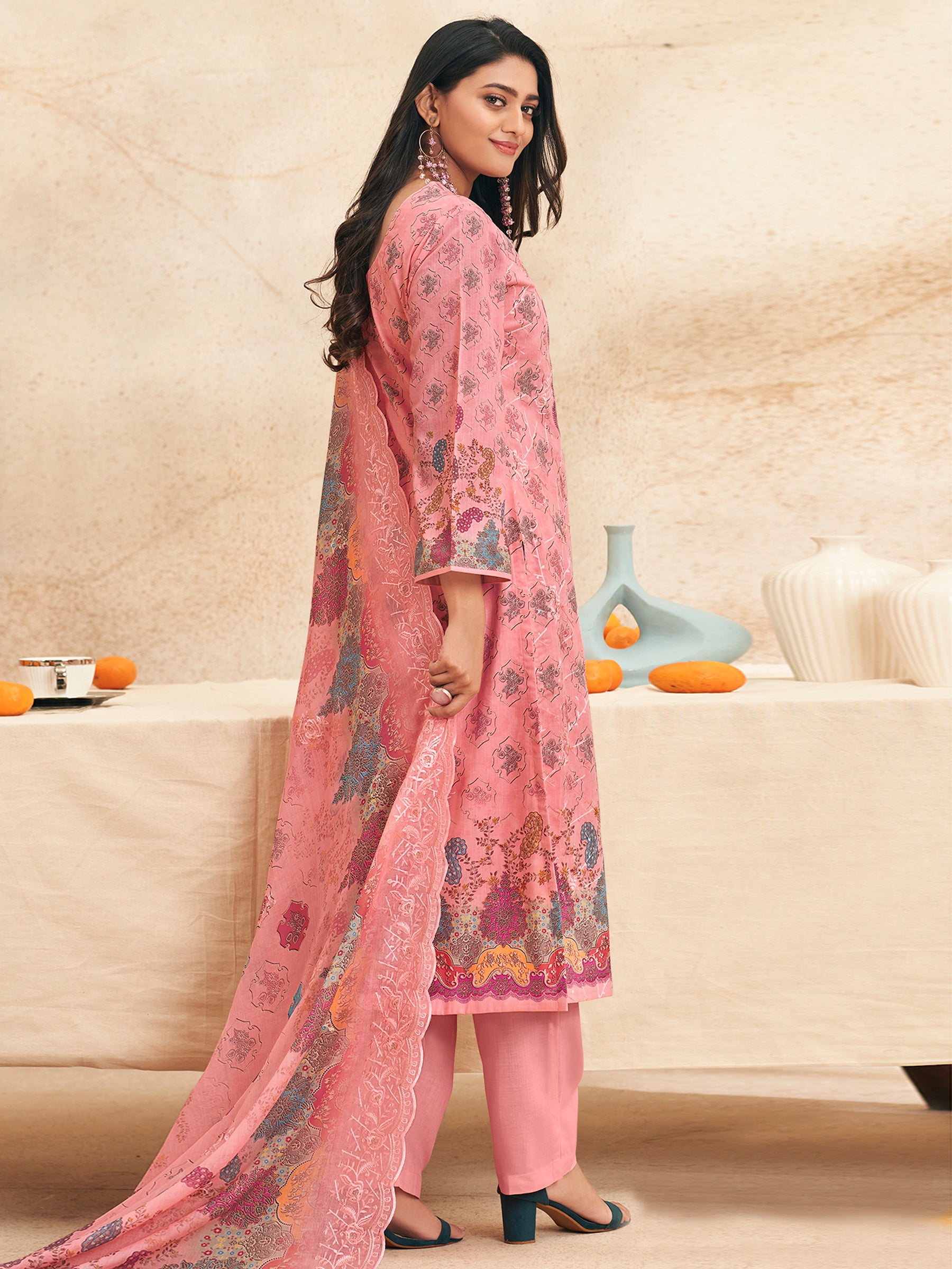 Blushing Garden Designer Salwar Suit | Digital Floral Print with Resham & Jari Embroidery