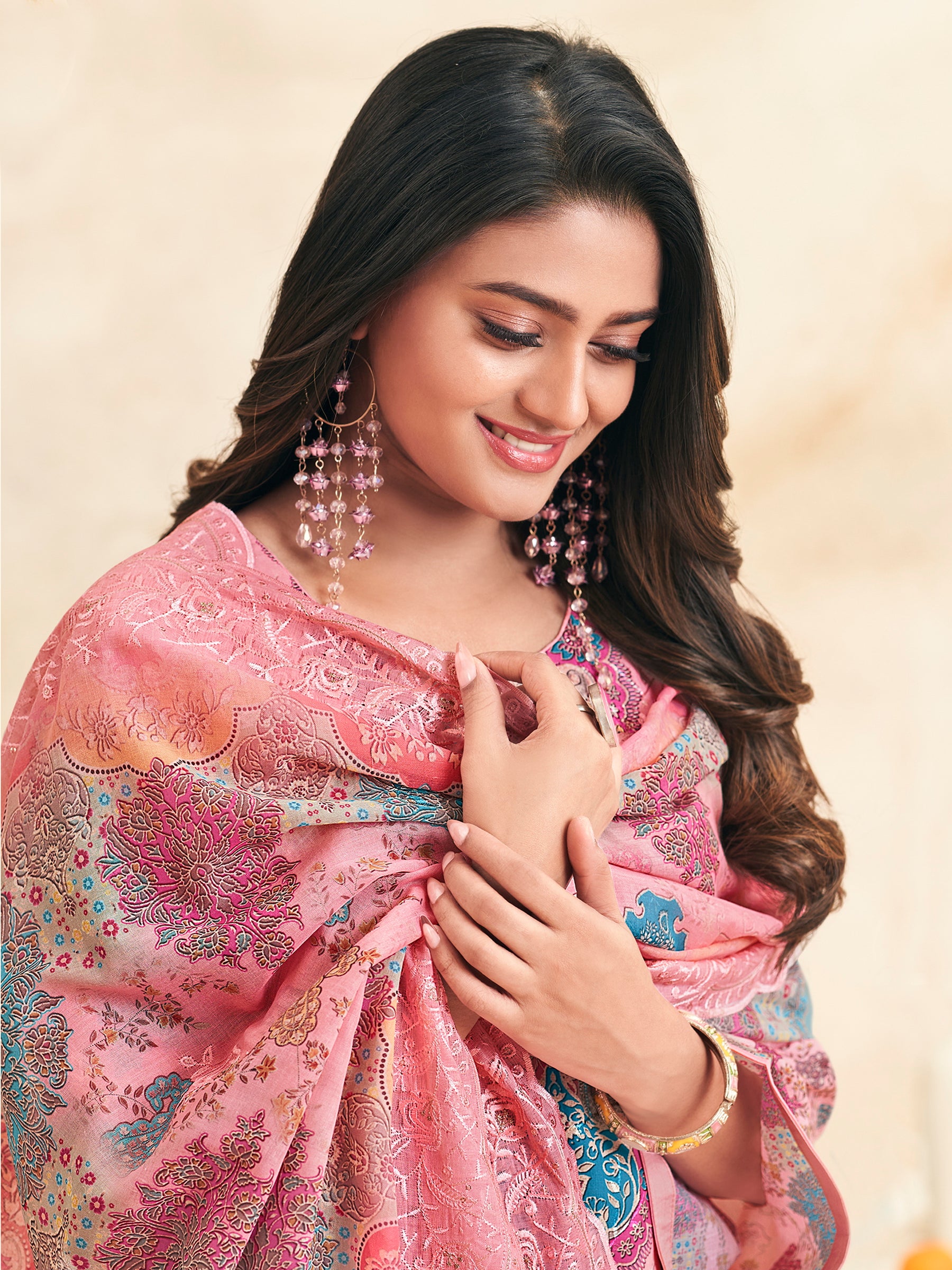 Blushing Garden Designer Salwar Suit | Digital Floral Print with Resham & Jari Embroidery