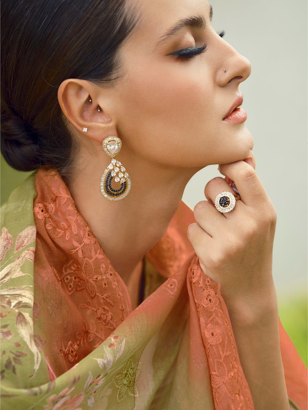 Enchanted Green Lawn Cotton Dress Material | Floral Digital Print with Resham Thread & Cut Work