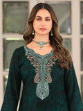 Teal Pashmina Embroidered Dress Material | Elegant Kashmiri Work with Digital Printed Dupatta
