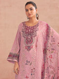 Pink Lawn Cotton Digital Printed Dress Material | Contrast Floral Print with Resham Thread Work