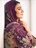 Purple Lawn Cotton Digital Print Dress Material | Resham Thread Work & Floral Cut Work Couture