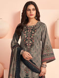 Contemporary Grey Lawn Cotton Digital Print Suit | Resham Embroidered Floral Creation