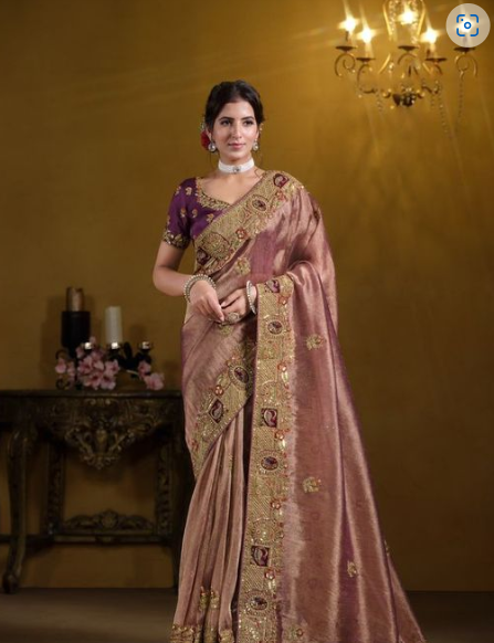 Wine Pure Georgette Royal Saree | Pure Khatli Work with Sequence Embellishments