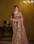 Wine Pure Georgette Royal Saree | Pure Khatli Work with Sequence Embellishments