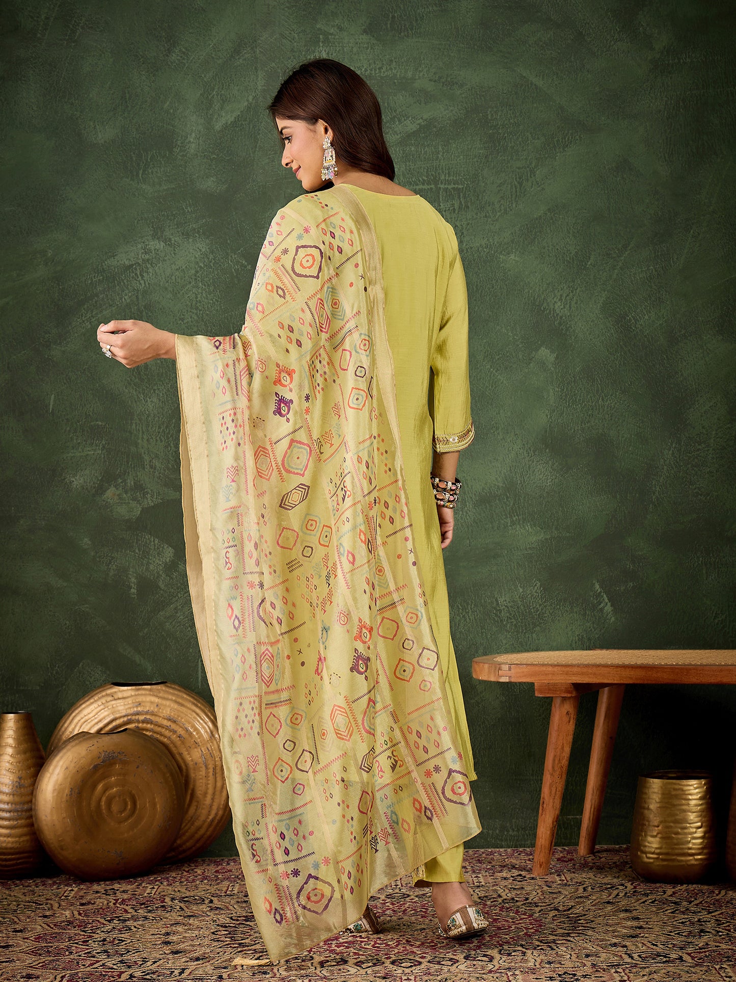Sunshine Yellow Silk Blend Suit | Designer Embroidered Digital Printed Dupatta Ensemble| Unstitched Fabric