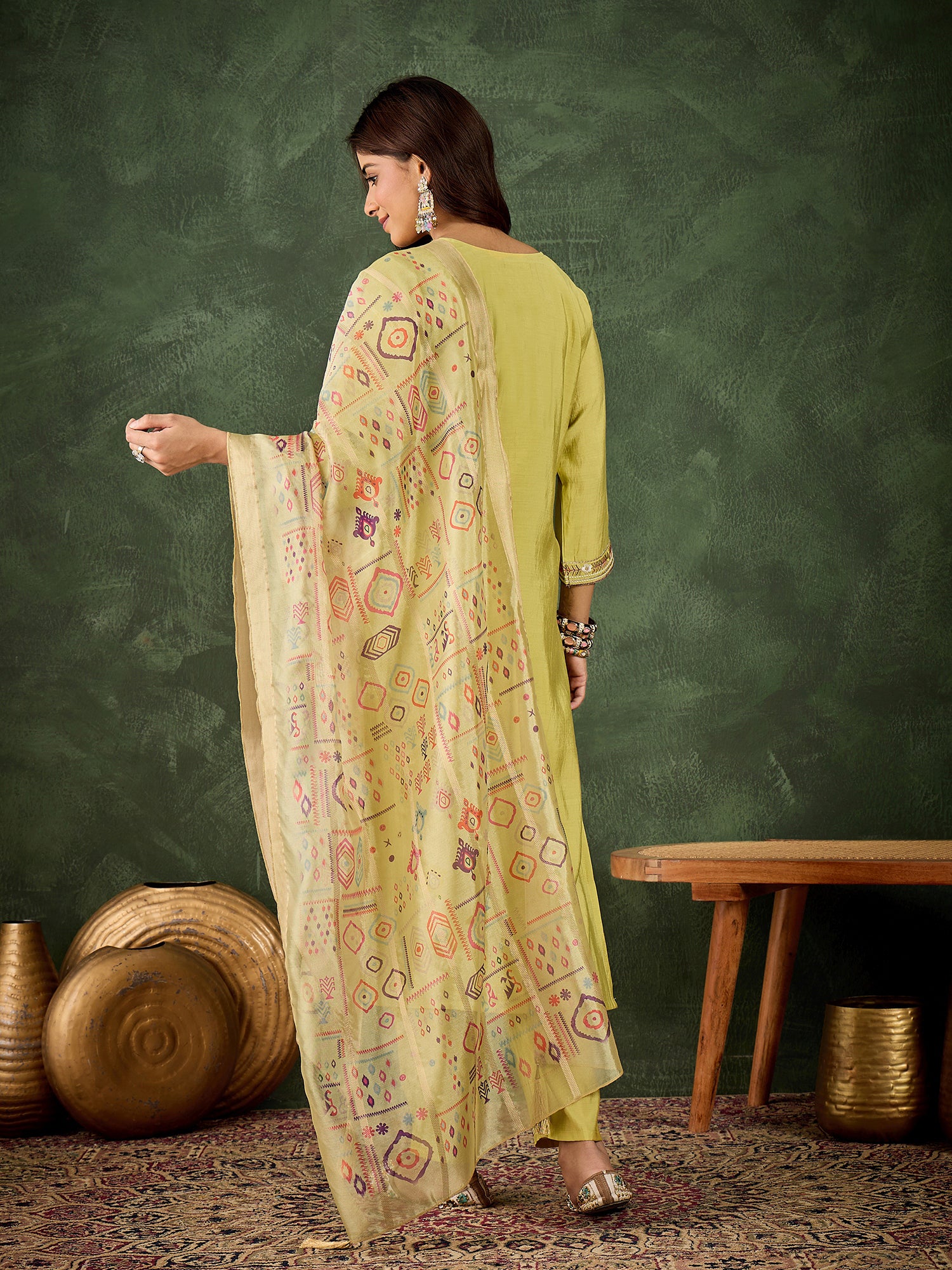 Sunshine Yellow Silk Blend Suit | Designer Embroidered Digital Printed Dupatta Ensemble