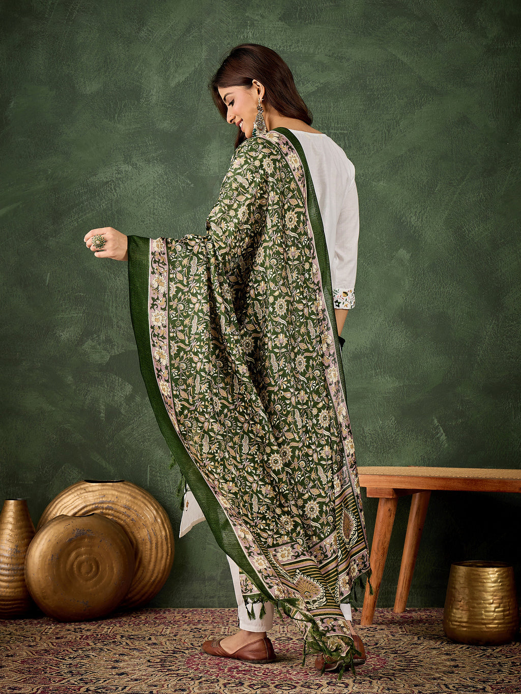Pure White Cotton Blend Suit | Designer Embroidery with Art Silk Dupatta