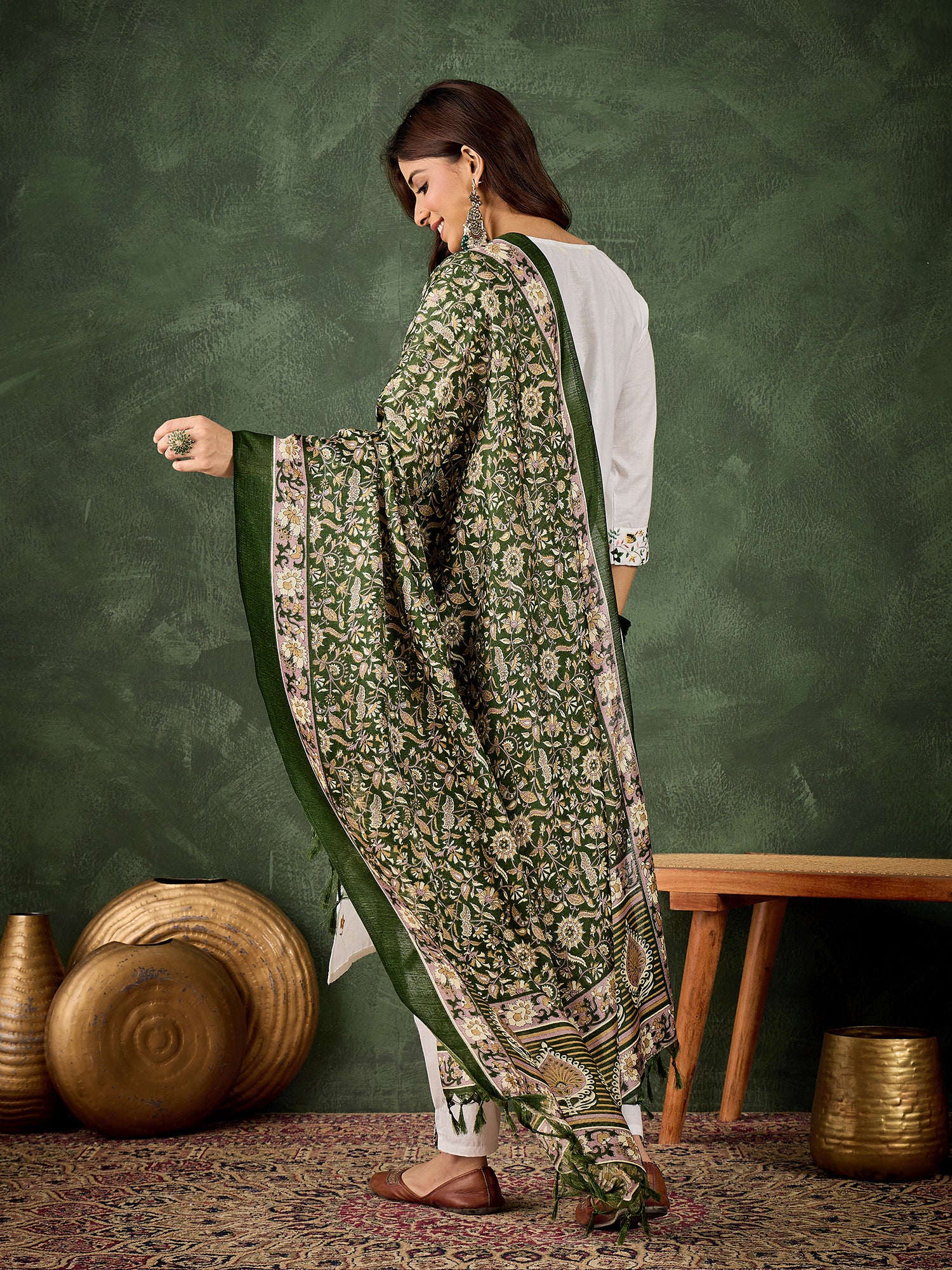 Pure White Cotton Blend Suit | Designer Embroidery with Art Silk Dupatta
