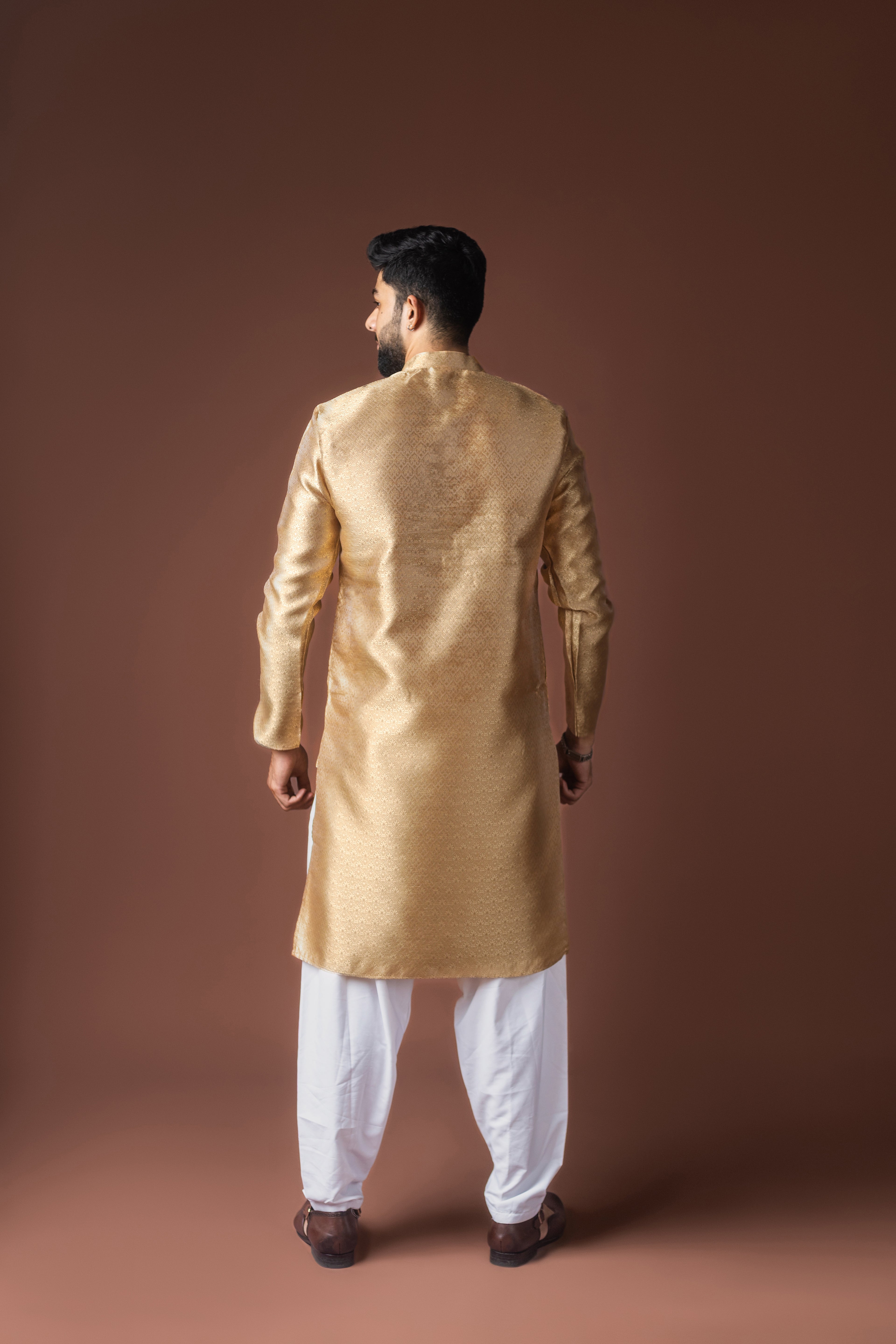 Brown Modal Silk Motifs Kurta | Traditional Elegance with Modern Comfort