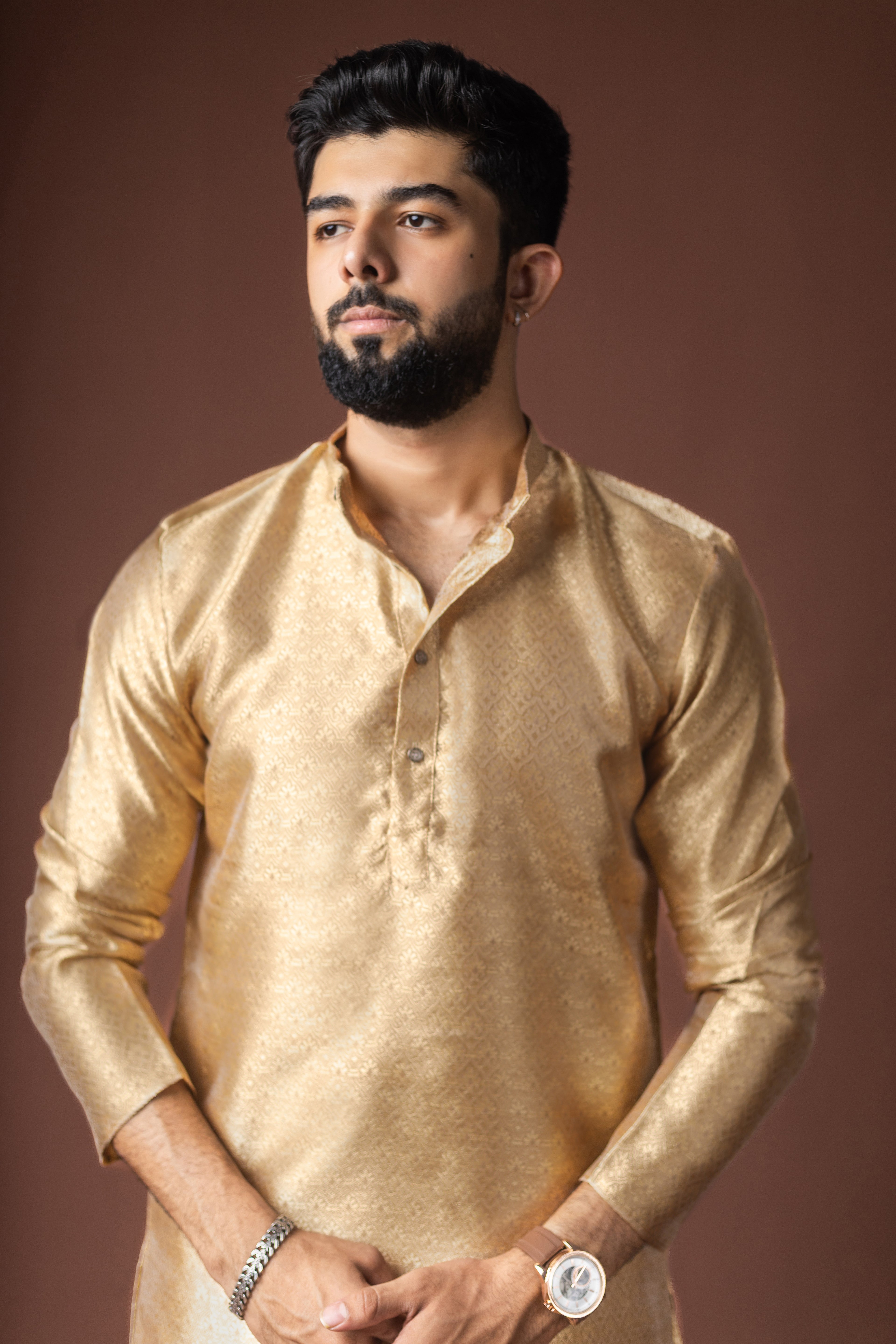 Brown Modal Silk Motifs Kurta | Traditional Elegance with Modern Comfort