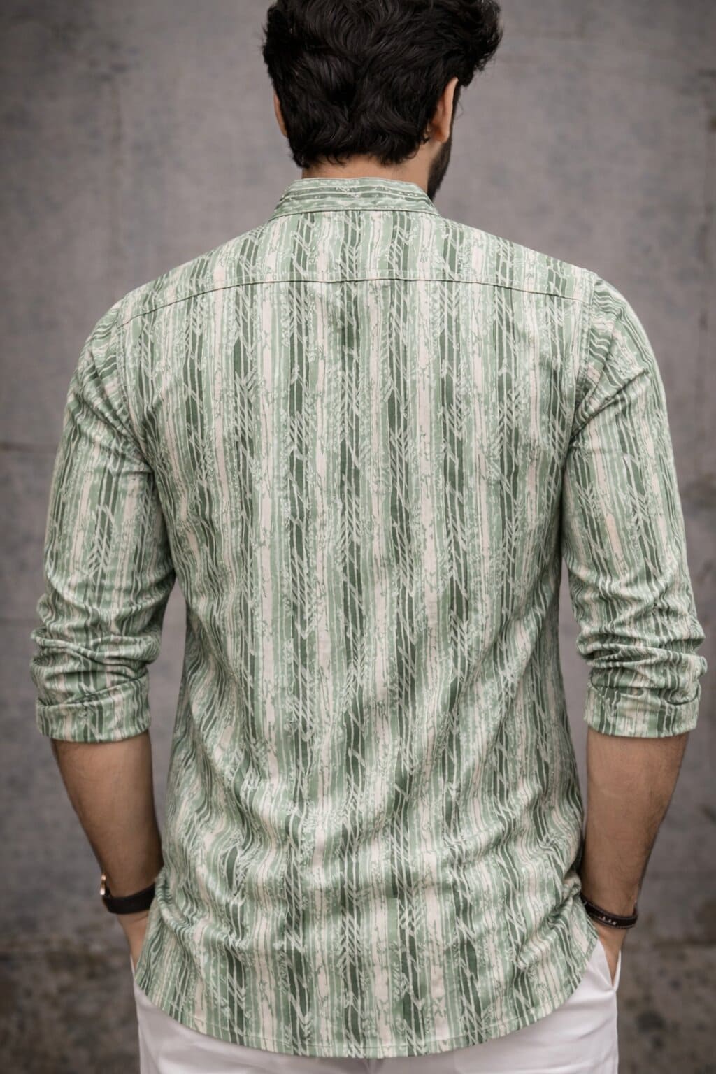 Refreshing Green Viscose Print Short Kurta | Men's Festive Ethnic Attire