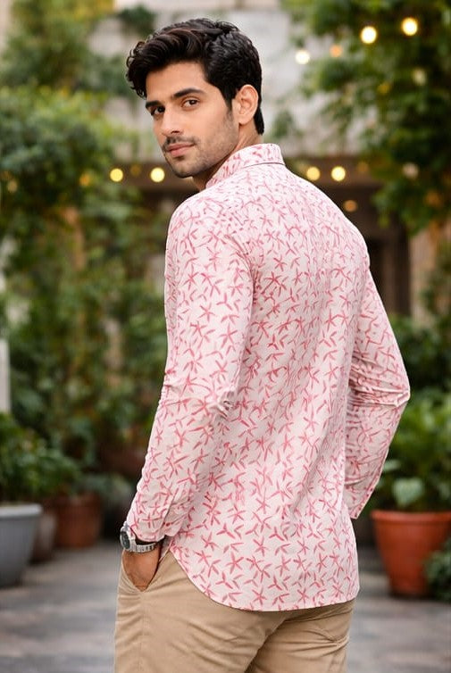 Sophisticated White Linen Print Short Kurta | Men's Premium Ethnic Wear