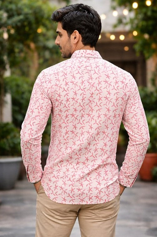 Sophisticated White Linen Print Short Kurta | Men's Premium Ethnic Wear