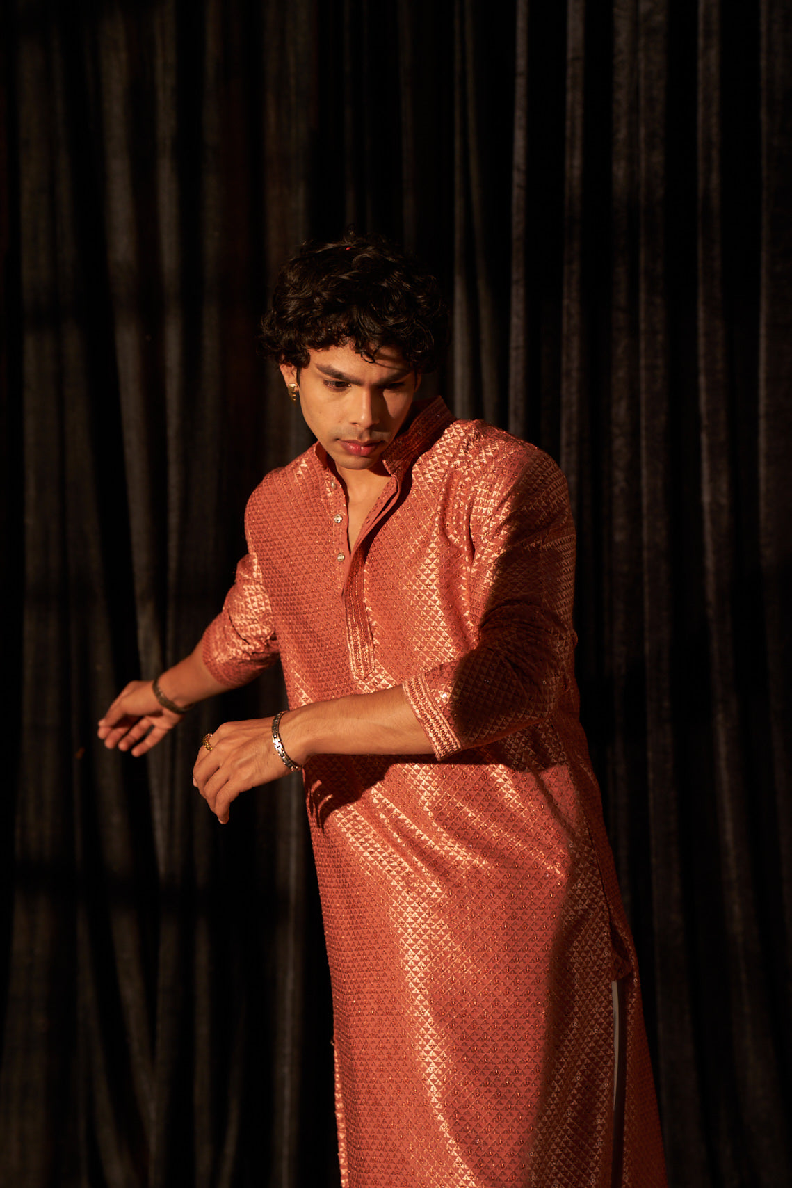 Red Viscose Kurta | Chikankari Embroidered Festive Wear with Art Silk Bottom