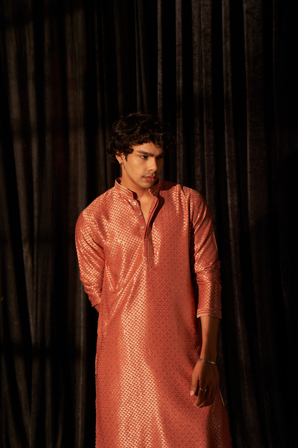 Red Viscose Kurta | Chikankari Embroidered Festive Wear with Art Silk Bottom