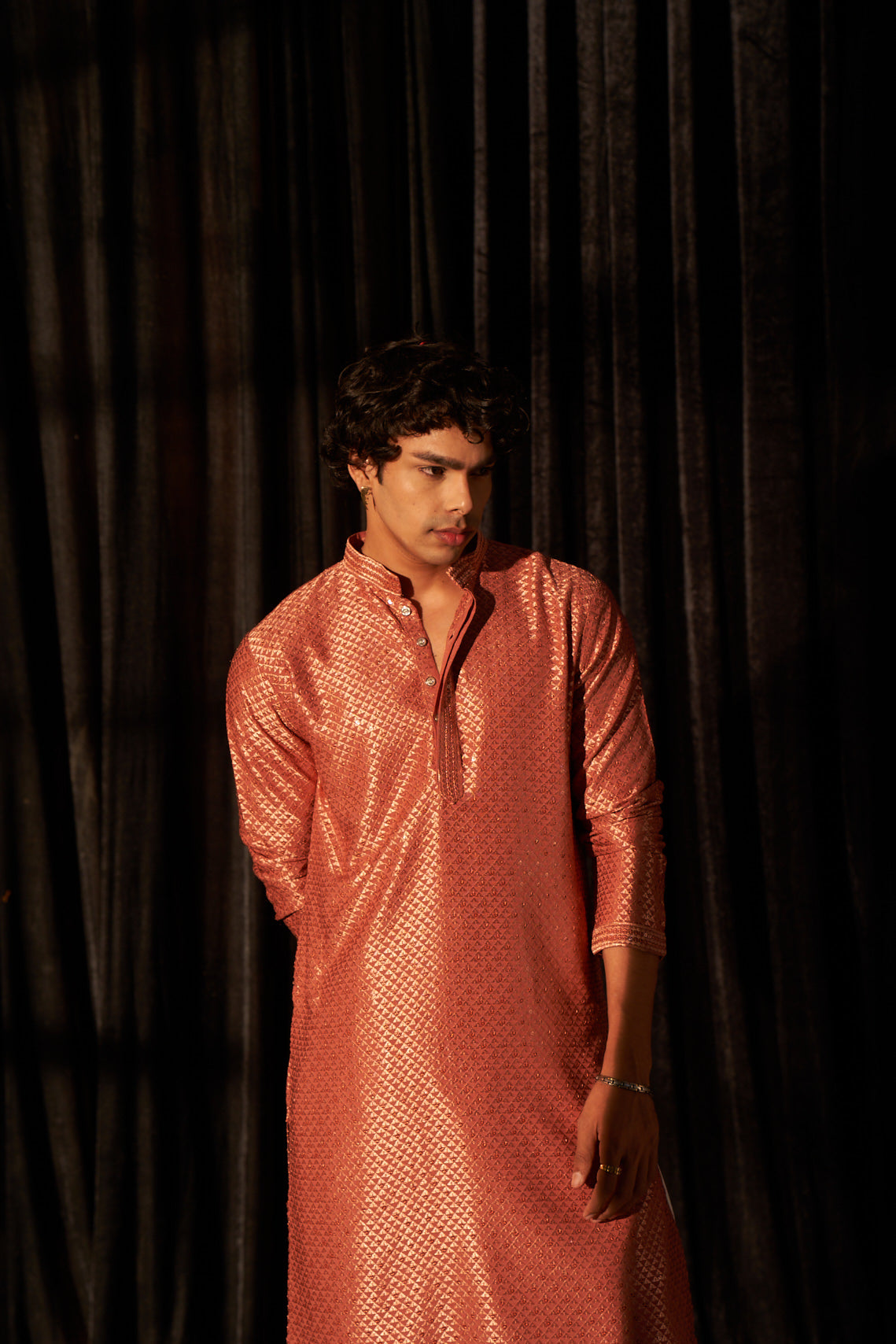 Red Viscose Kurta | Chikankari Embroidered Festive Wear with Art Silk Bottom