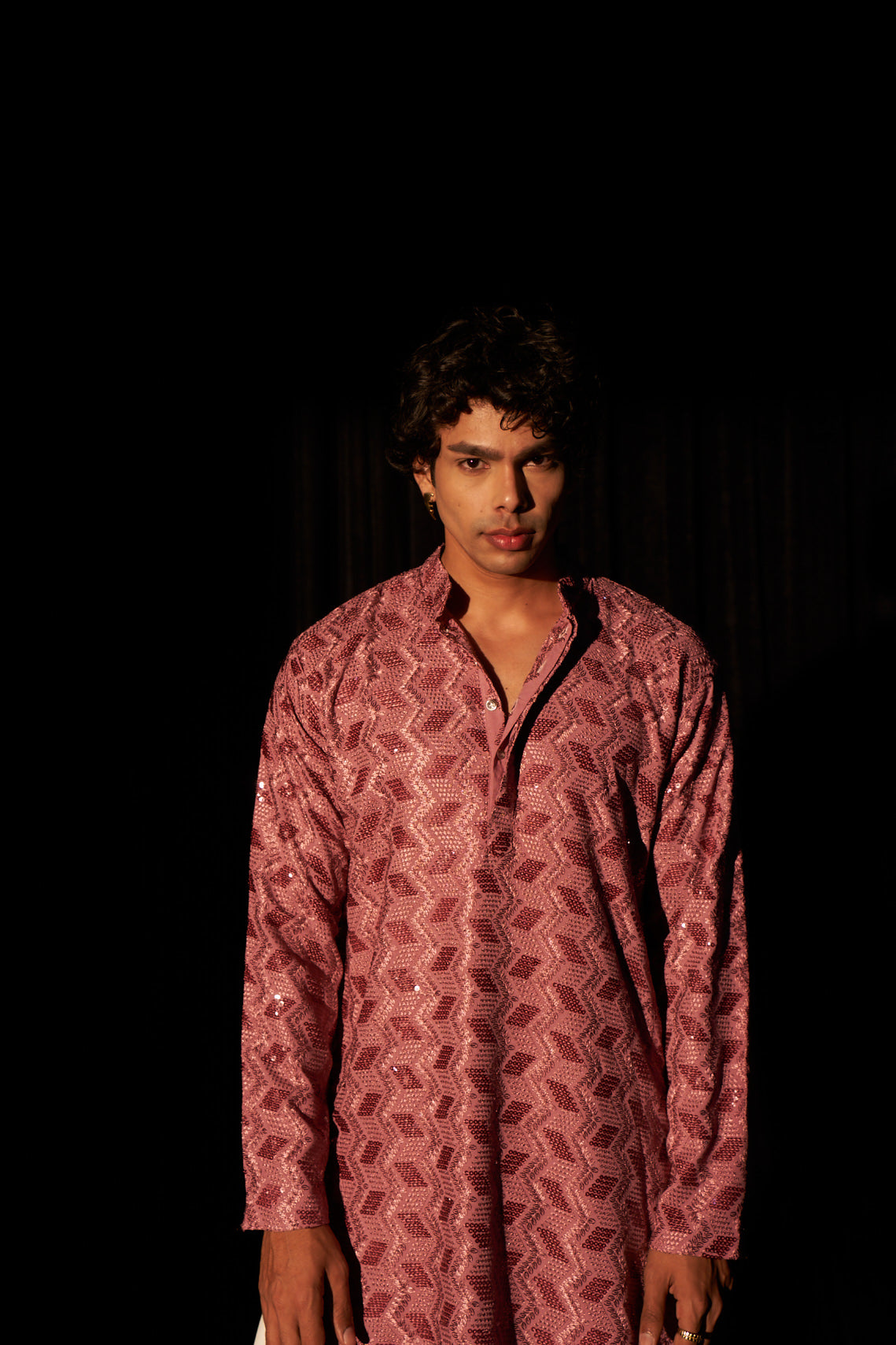 Pink Viscose Kurta | Chikankari Embroidered Festive Wear with Art Silk Bottom