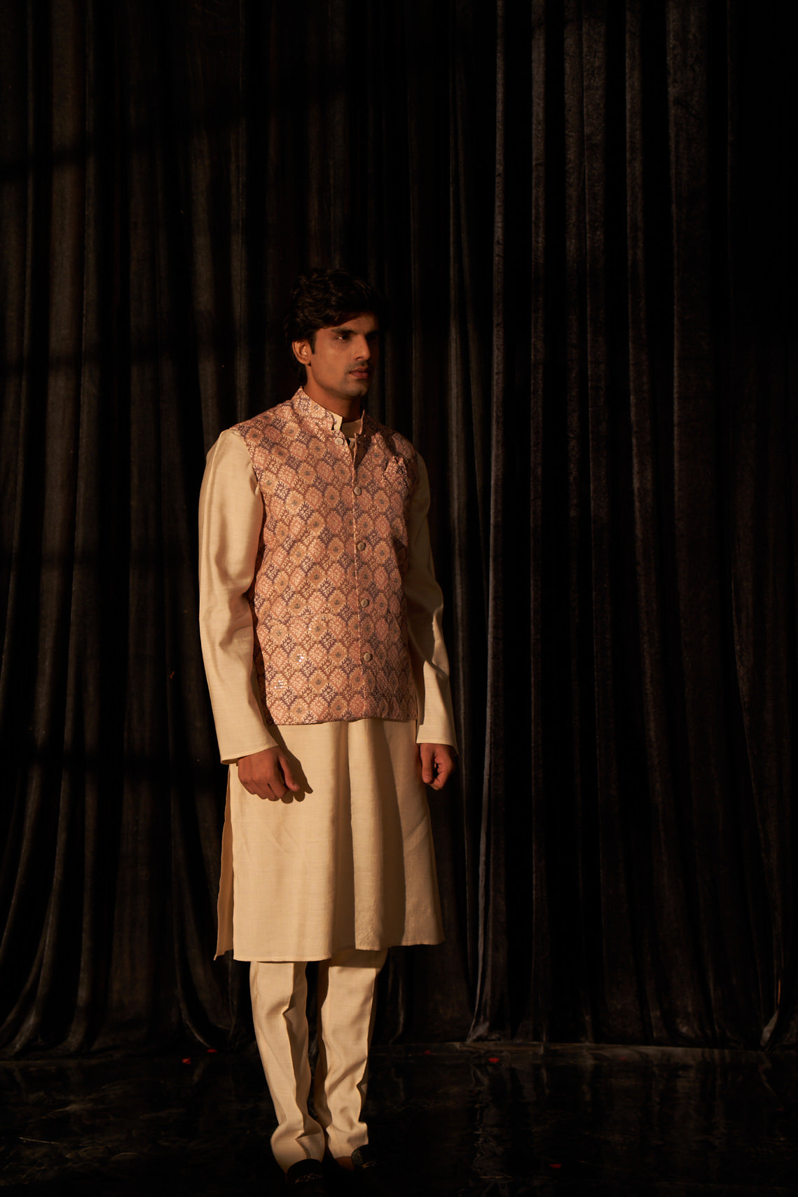 Earthy Brown Viscose Kurta Set | Designer Printed Festive Couture Ensemble