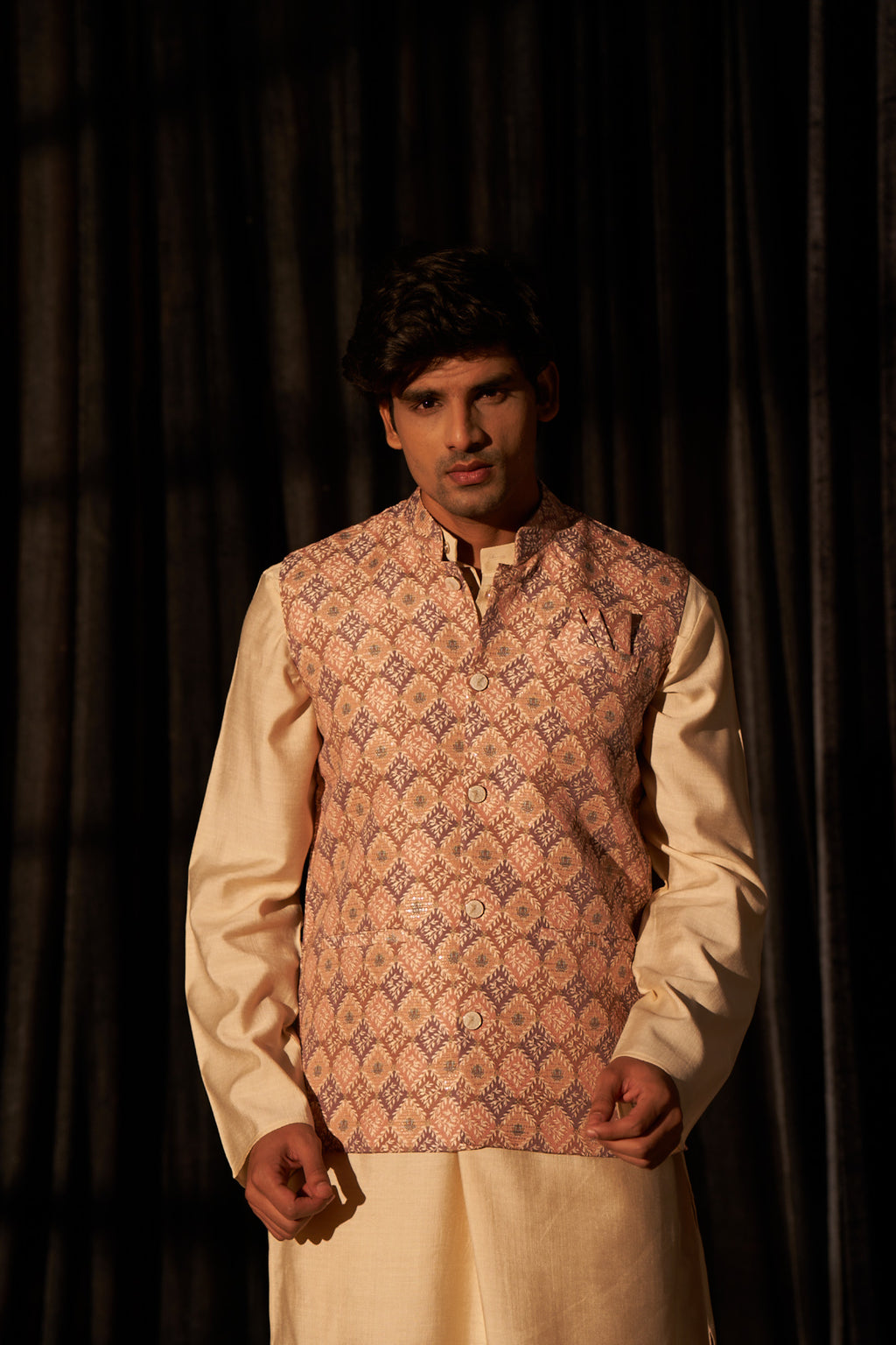 Earthy Brown Viscose Kurta Set | Designer Printed Festive Couture Ensemble