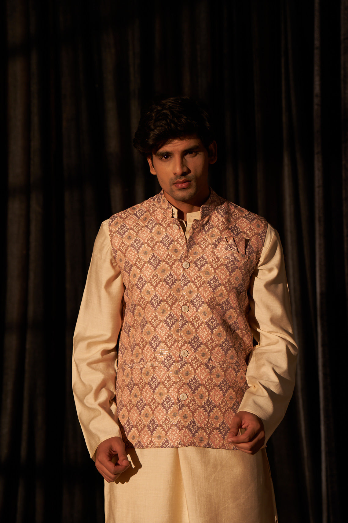 Earthy Brown Viscose Kurta Set | Designer Printed Festive Couture Ensemble