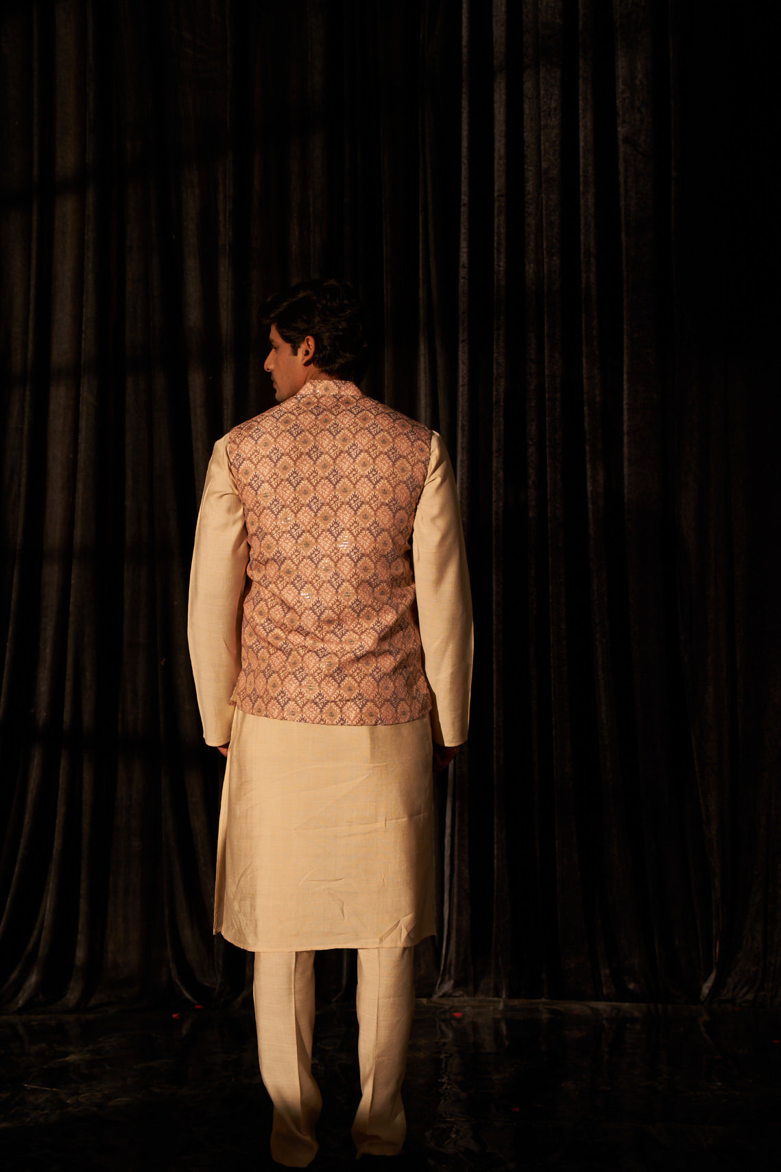 Earthy Brown Viscose Kurta Set | Designer Printed Festive Couture Ensemble