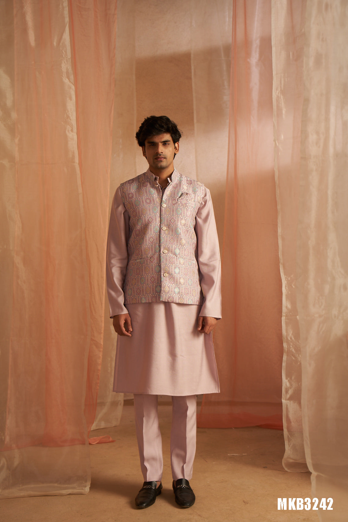 Royal Purple Viscose Kurta Set | Designer Printed Festive Couture Ensemble