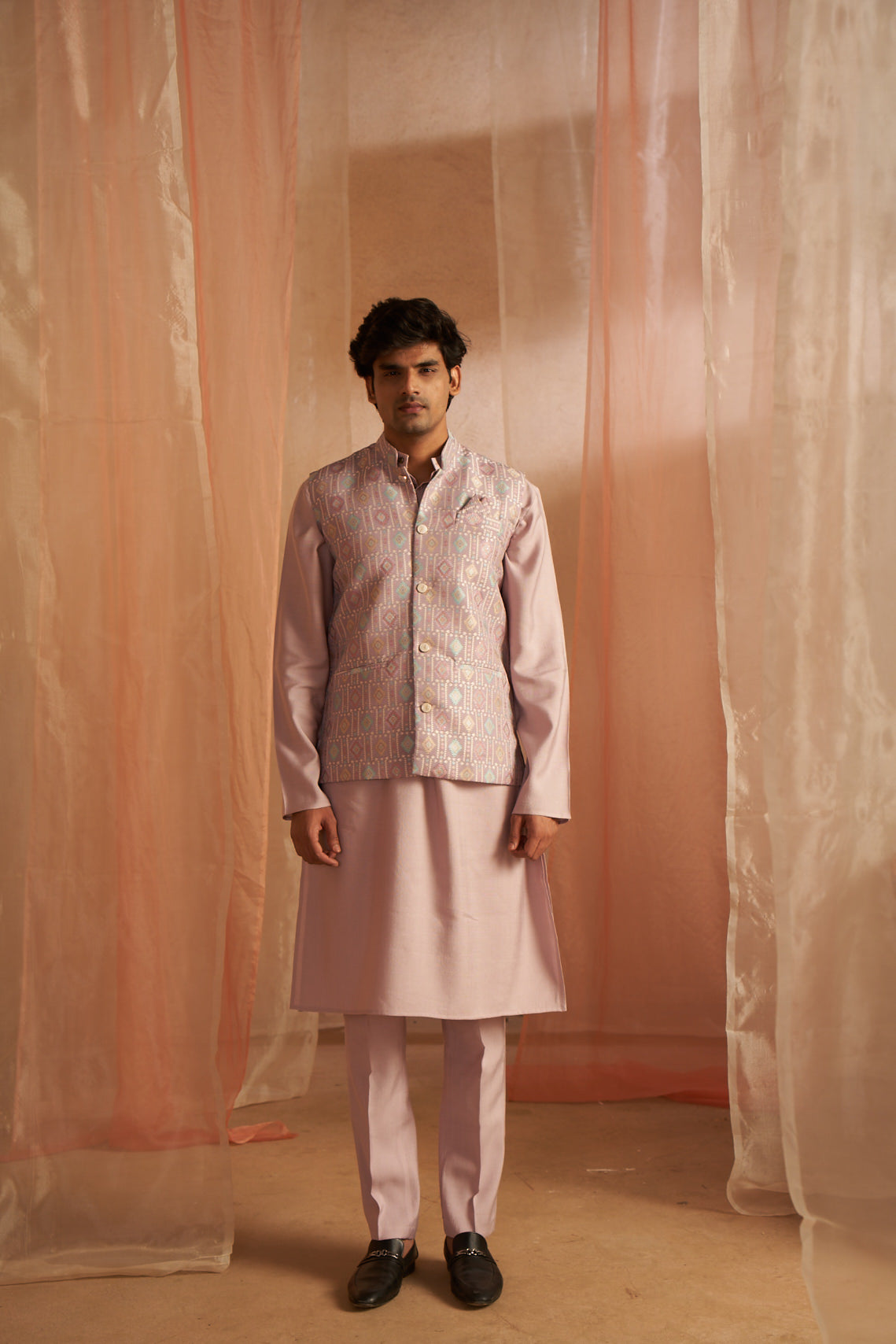 Royal Purple Viscose Kurta Set | Designer Printed Festive Couture Ensemble