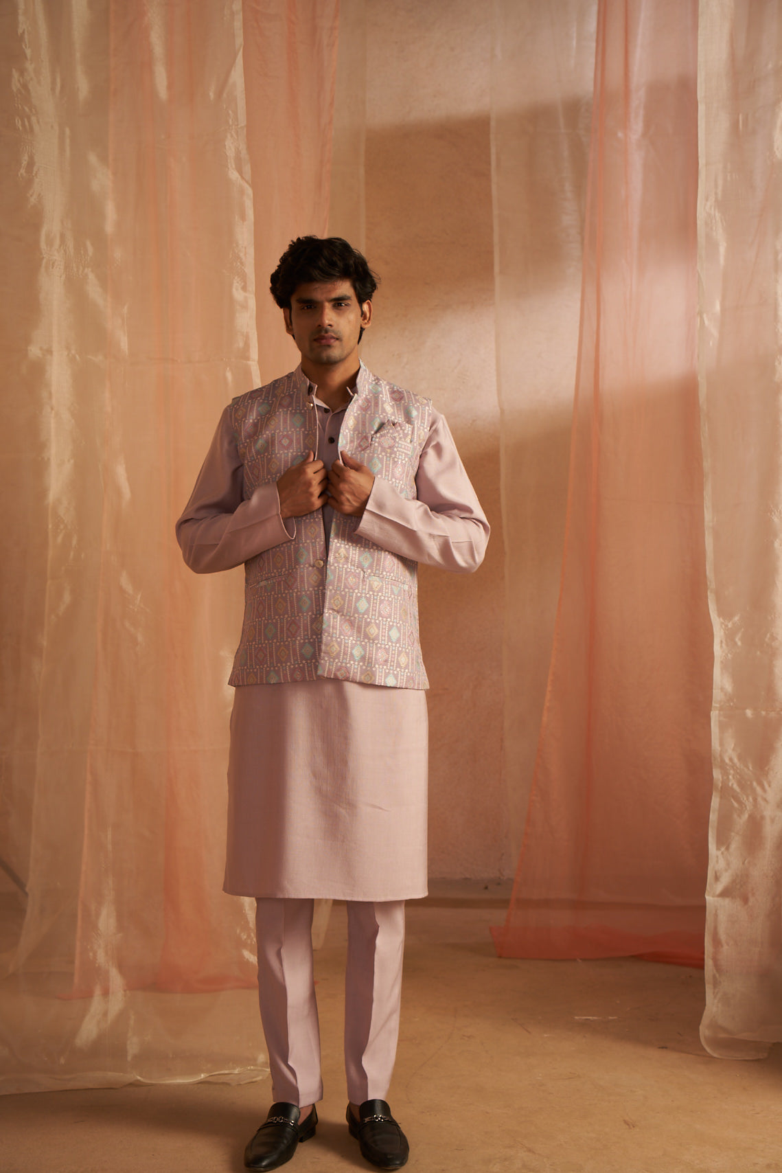 Royal Purple Viscose Kurta Set | Designer Printed Festive Couture Ensemble