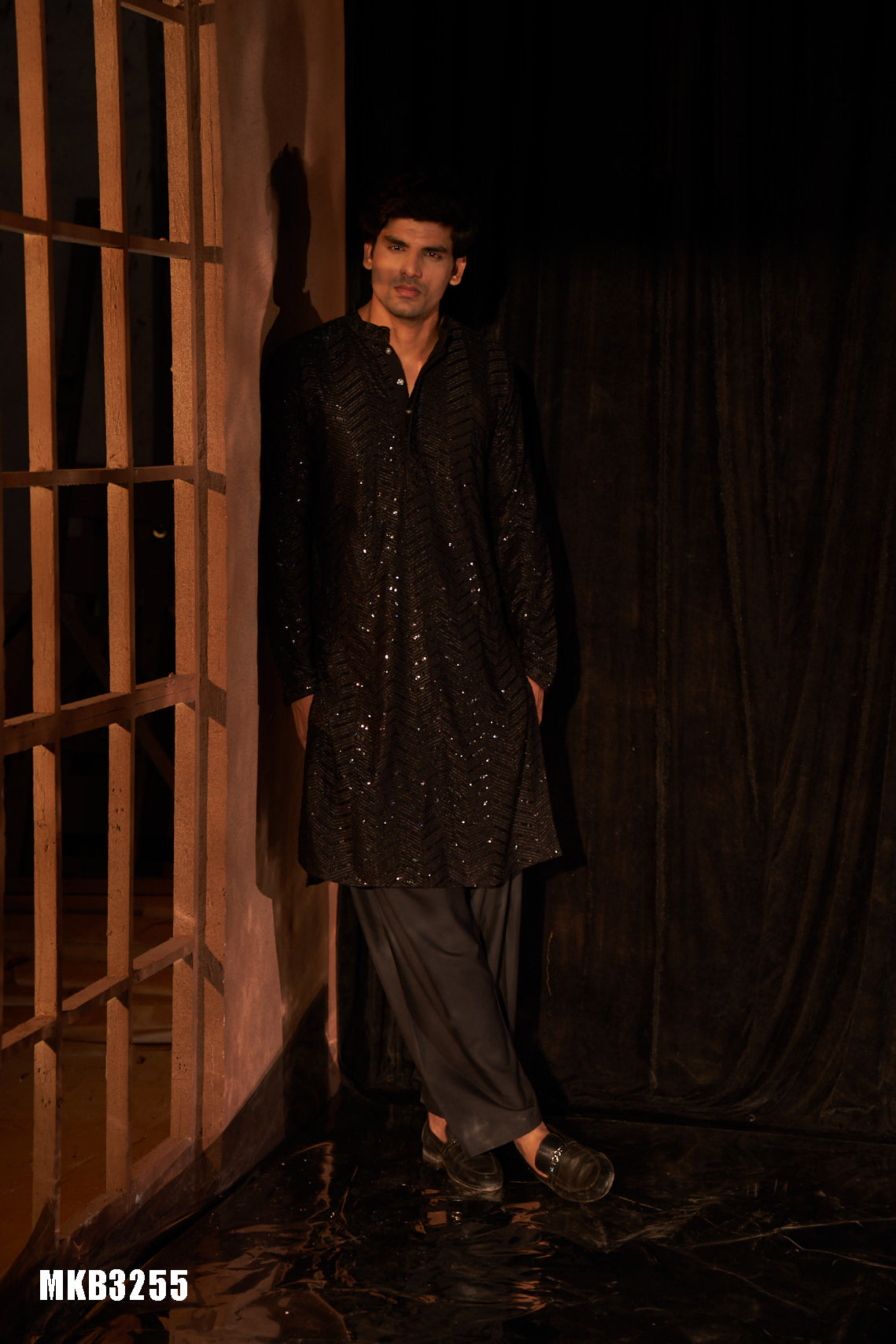 Peach Blossom Viscose Kurta Set | Designer Printed Festive Couture Ensemble