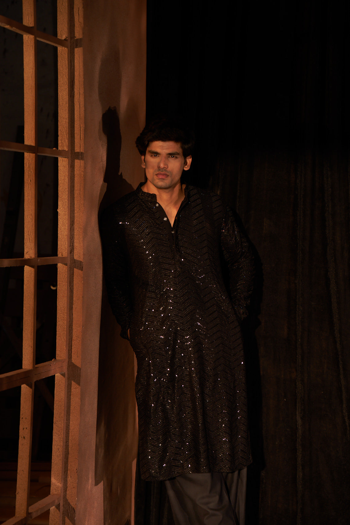 Peach Blossom Viscose Kurta Set | Designer Printed Festive Couture Ensemble