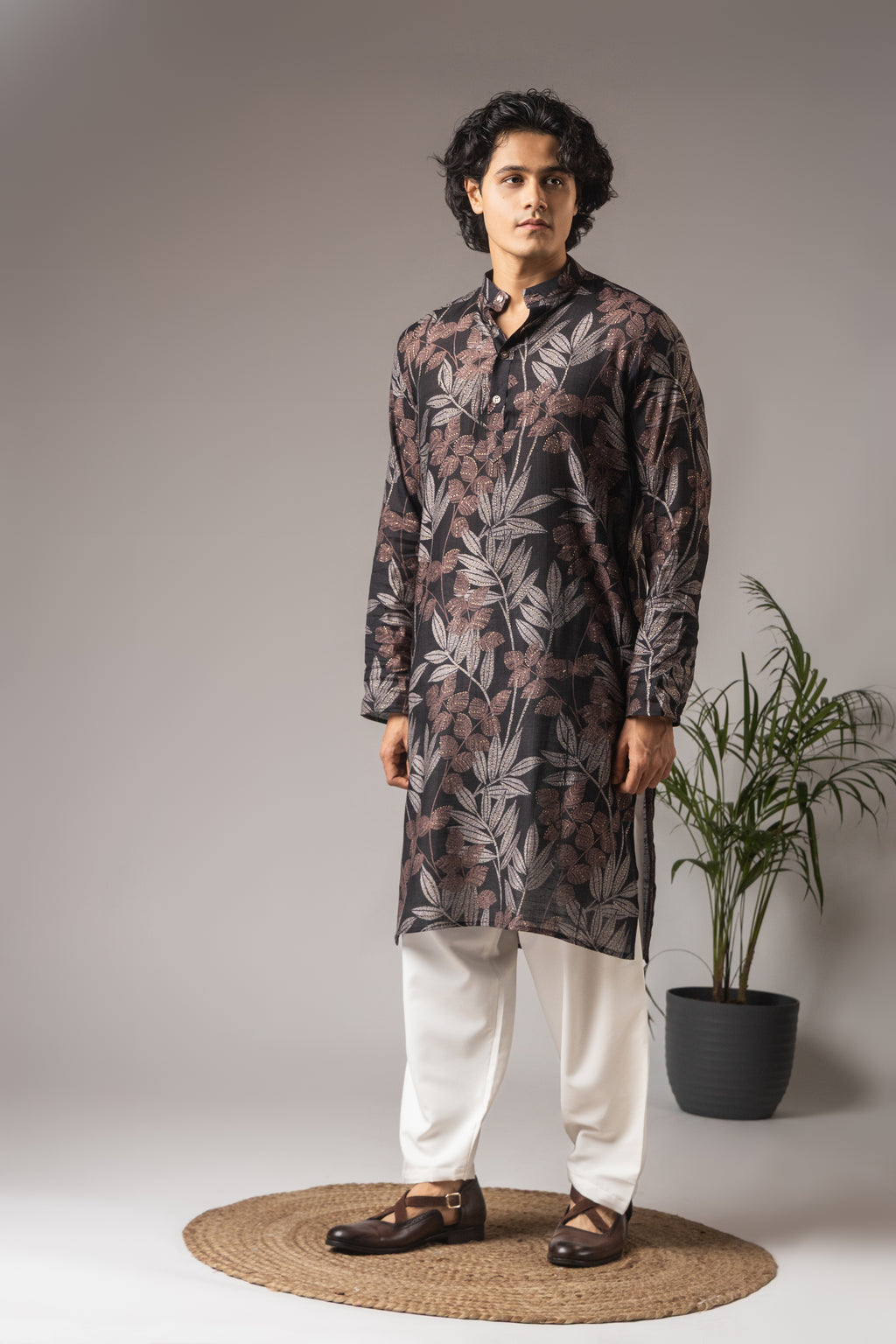 Elegant Black Modal Silk Kurta Set | Printed Festive Wear Collection