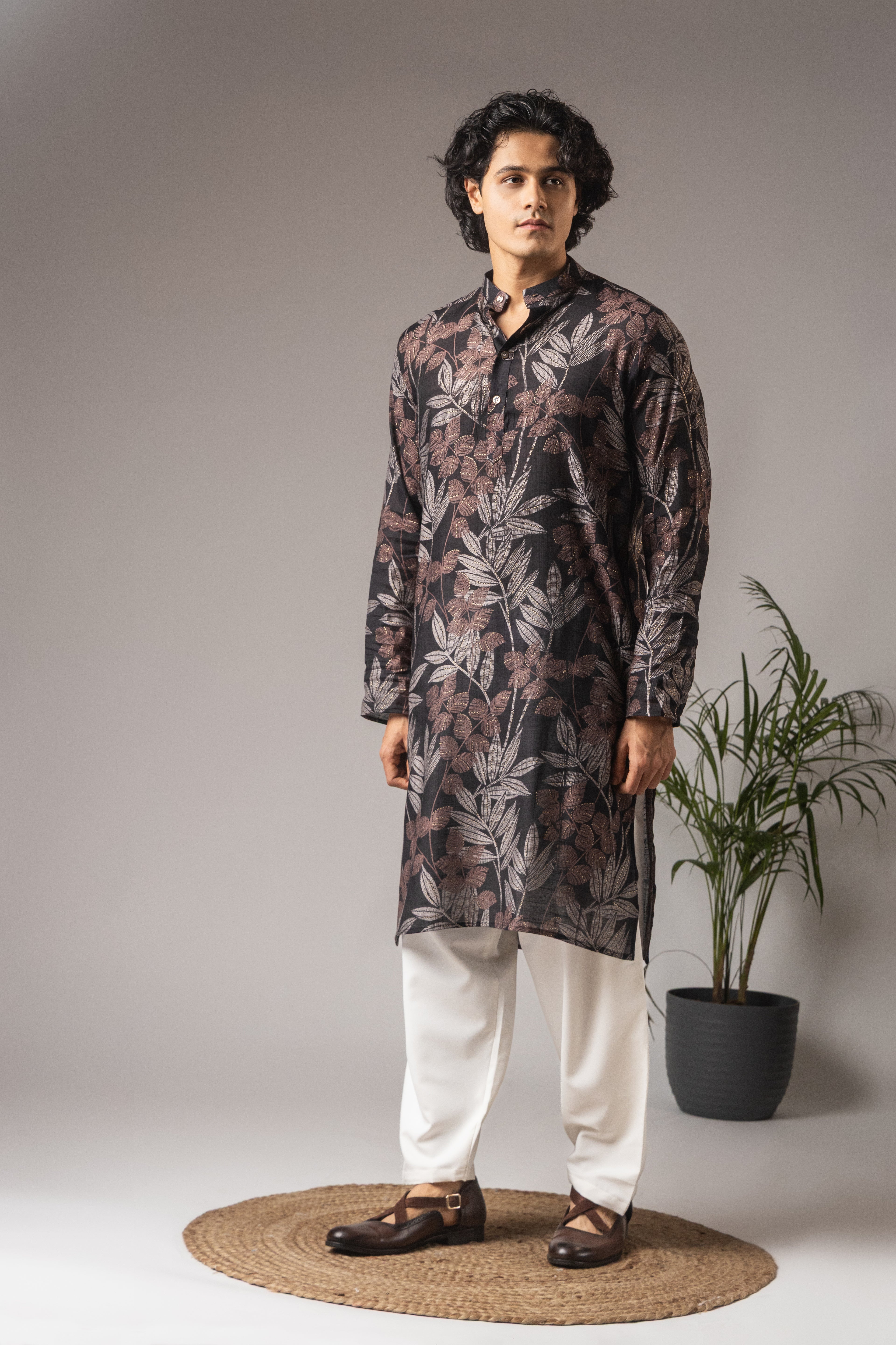 Elegant Black Modal Silk Kurta Set | Printed Festive Wear Collection