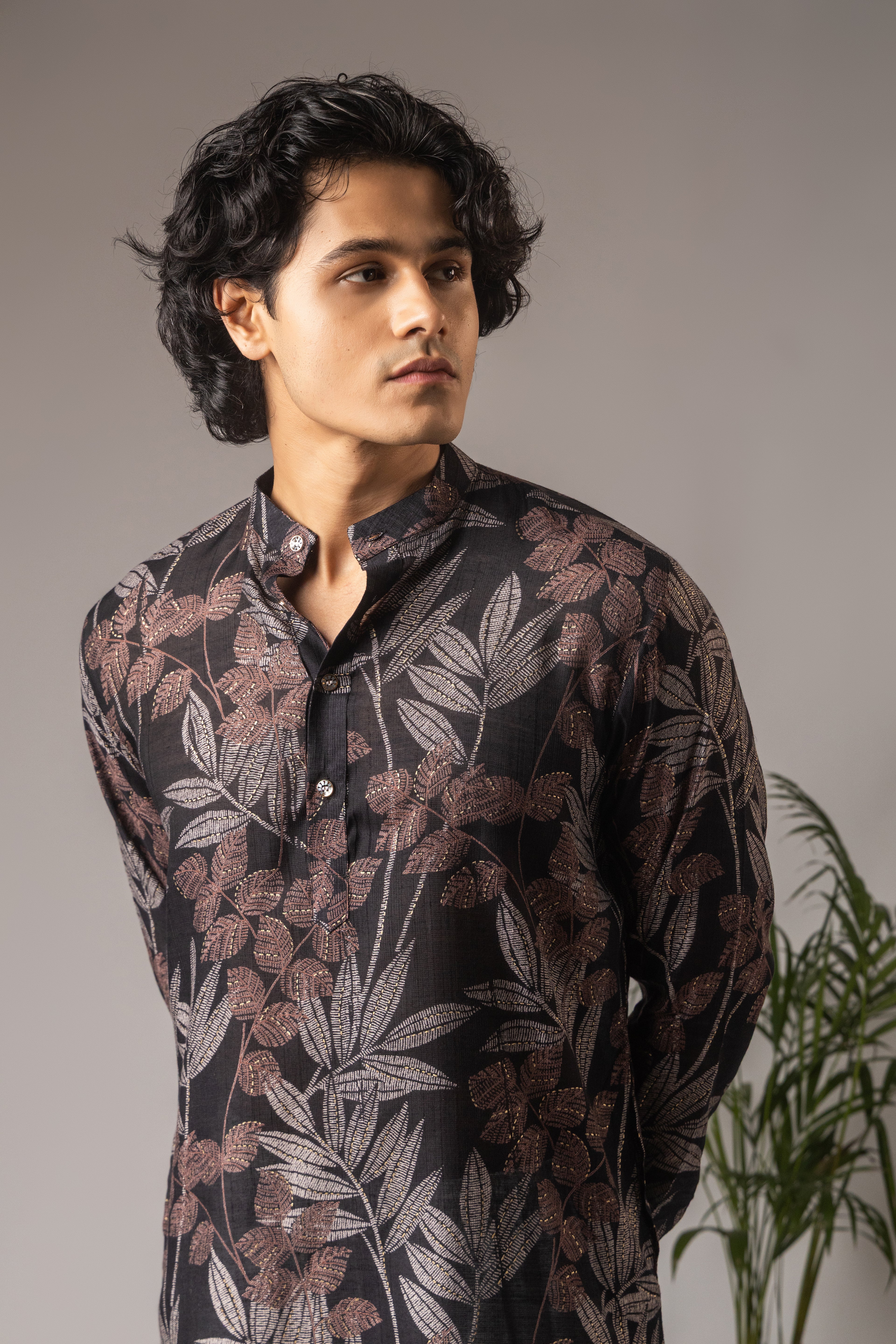 Elegant Black Modal Silk Kurta Set | Printed Festive Wear Collection
