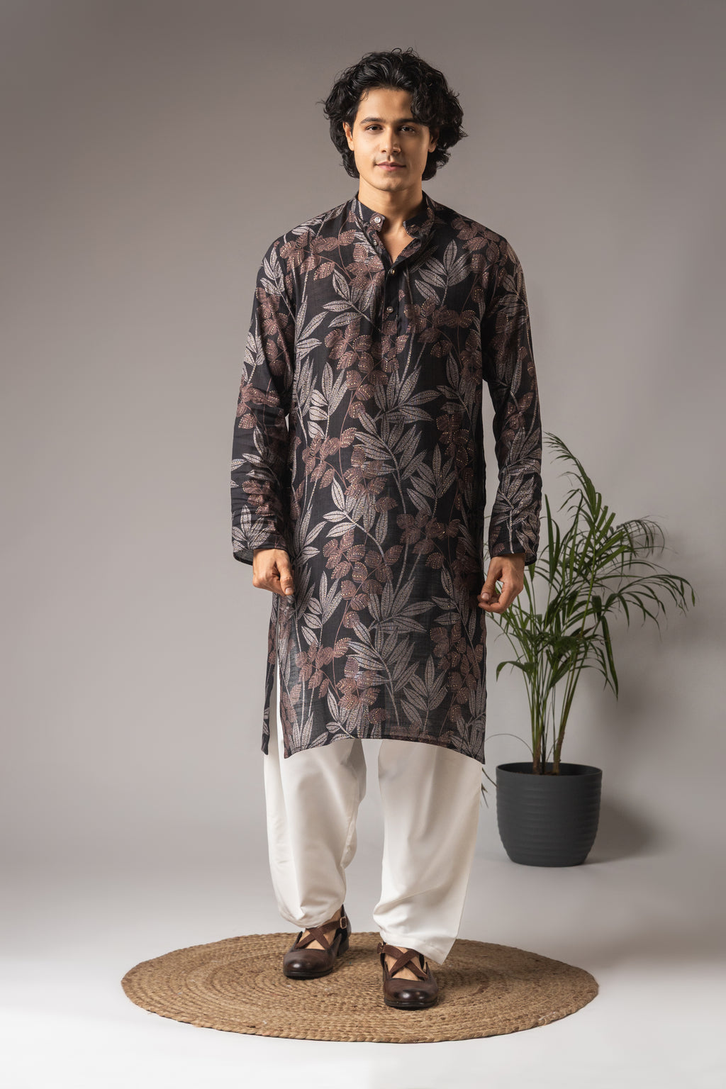 Elegant Black Modal Silk Kurta Set | Printed Festive Wear Collection