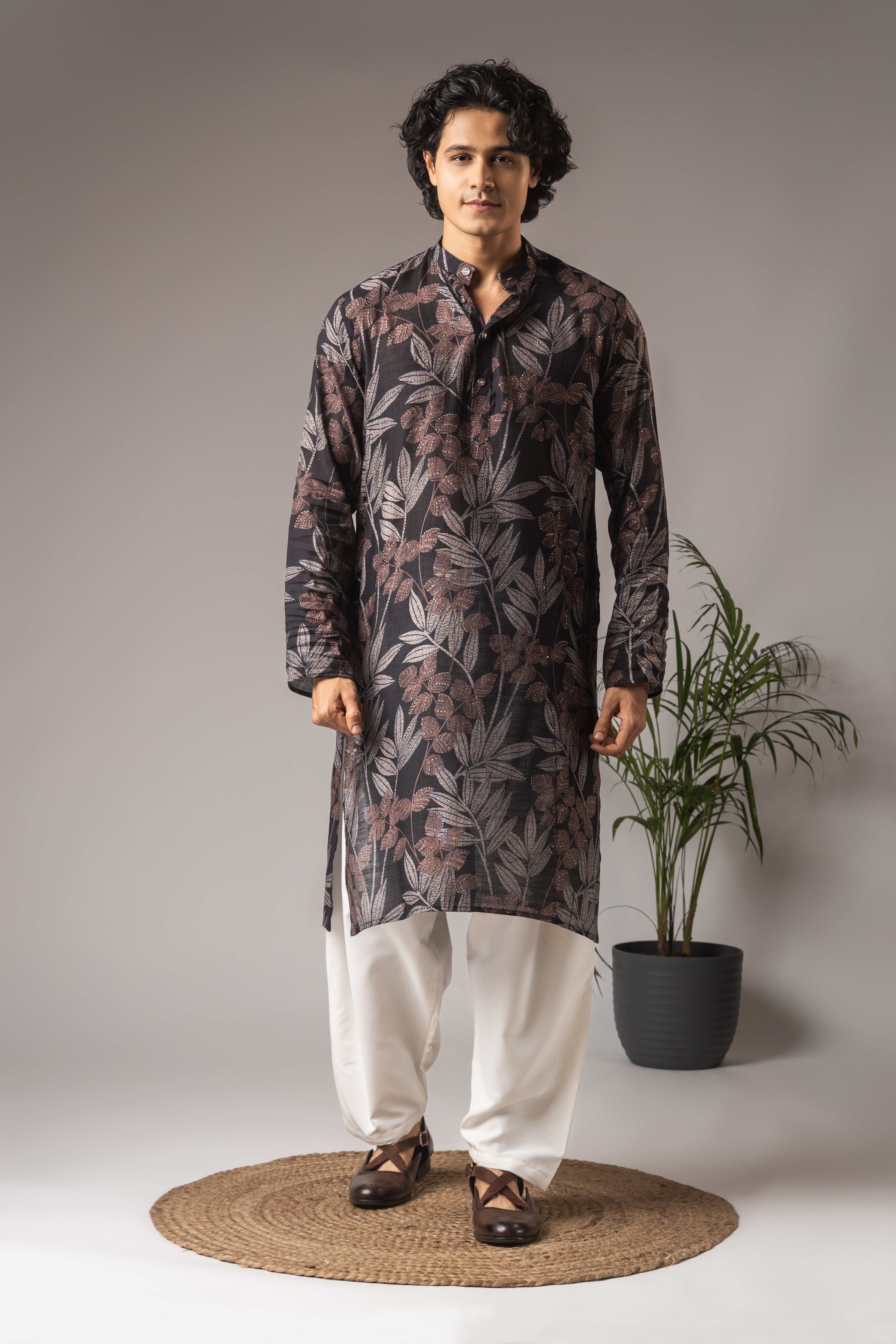 Elegant Black Modal Silk Kurta Set | Printed Festive Wear Collection