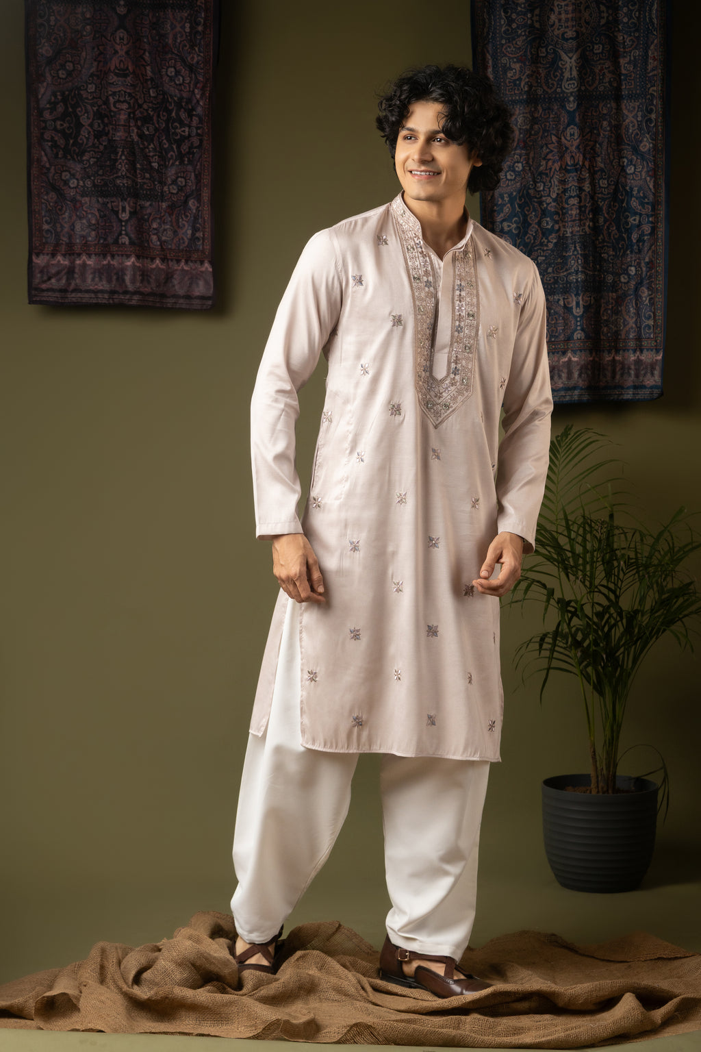 Majestic Purple Silk Kurta Set | Hand-Weaved Embroidered Festive Royalty
