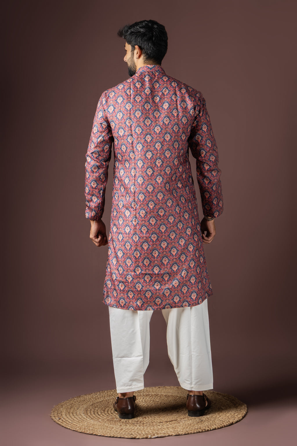 Wine Blended Cotton Weaved Kurta Set | Festive Traditional Wear