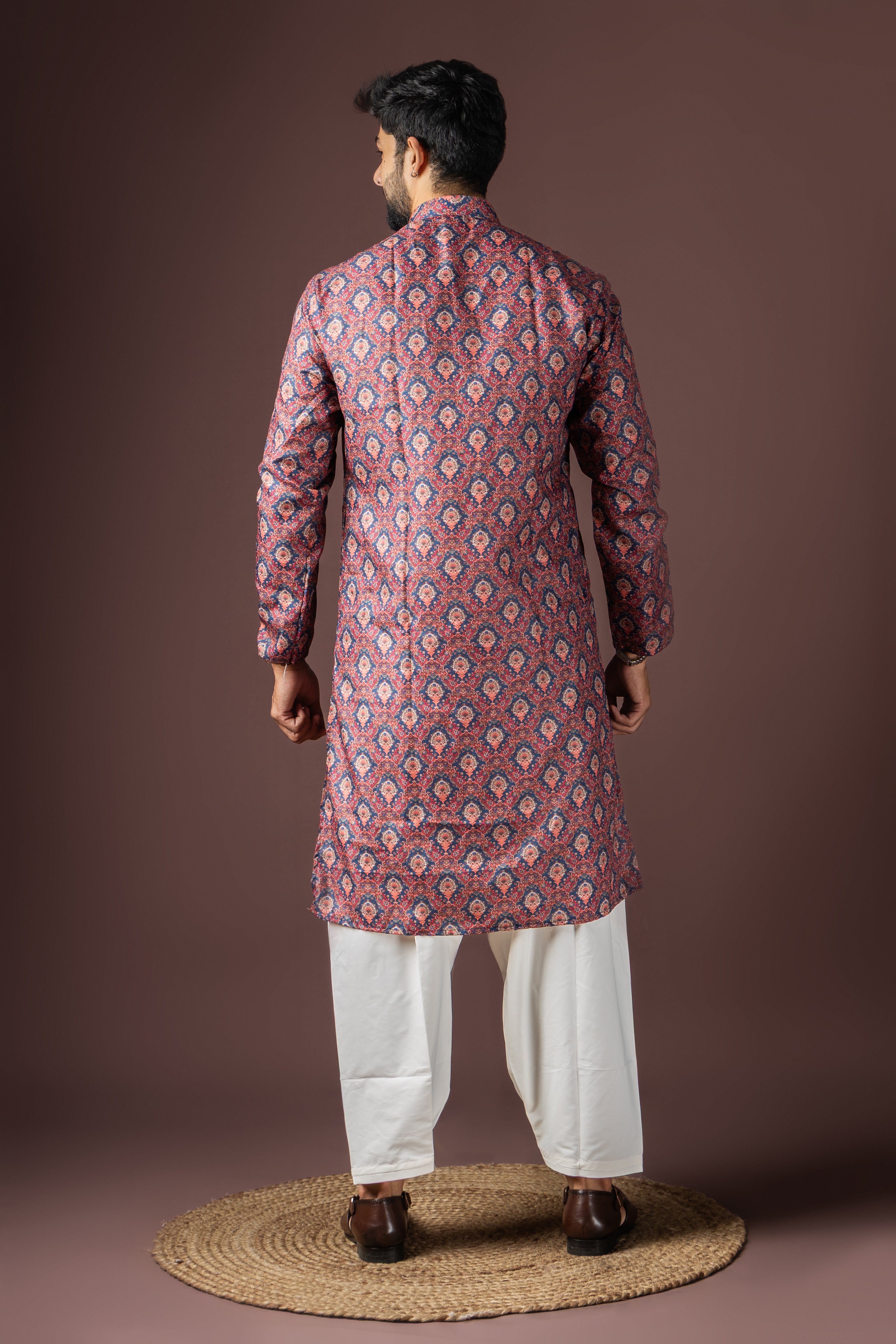 Wine Blended Cotton Weaved Kurta Set | Festive Traditional Wear