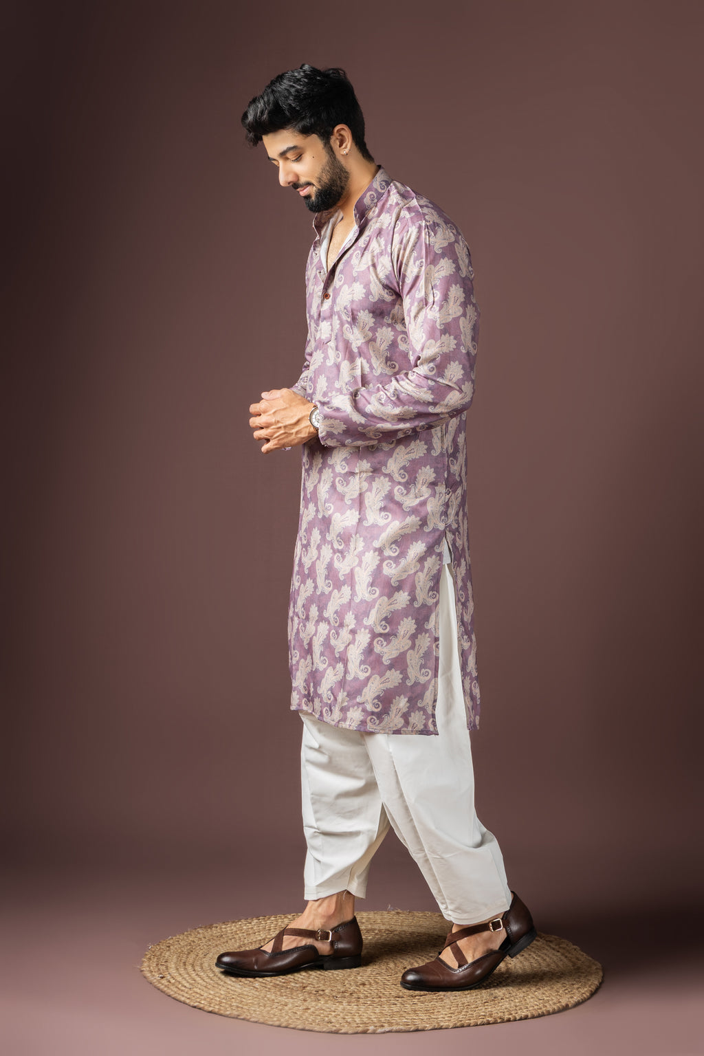 Magenta Blended Cotton Weaved Kurta Set | Vibrant Festive Ensemble