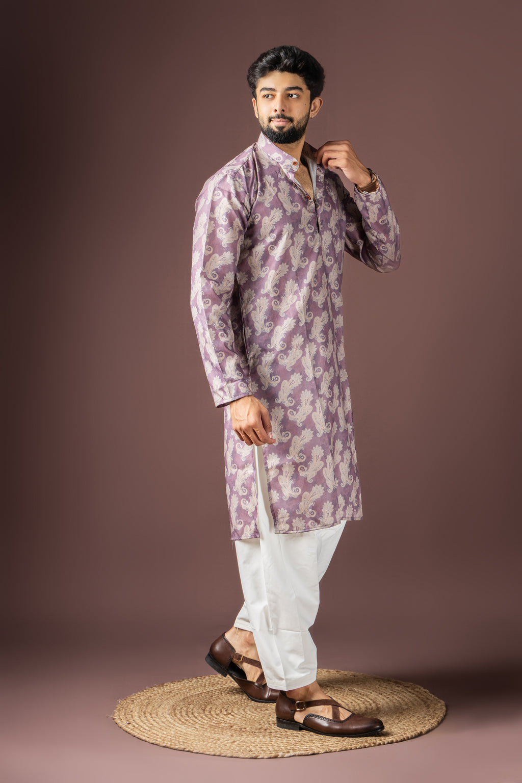 Magenta Blended Cotton Weaved Kurta Set | Vibrant Festive Ensemble